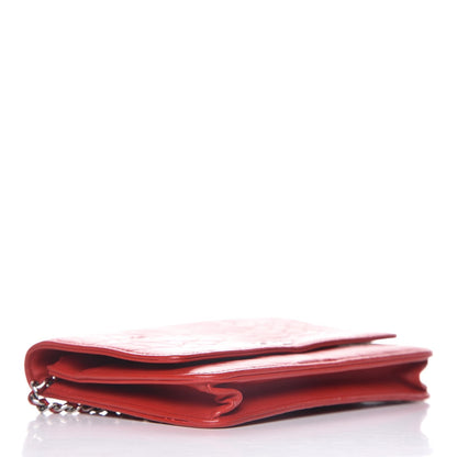 Chanel Lambskin Camellia Embossed Wallet On Chain WOC Red 4 of 12