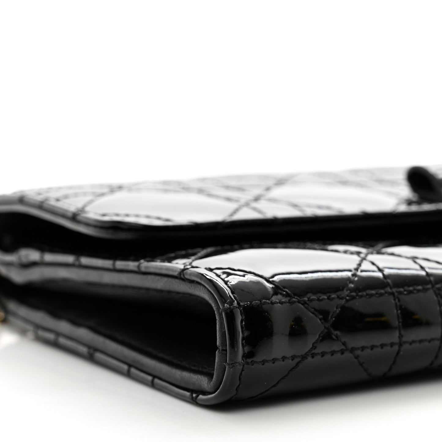 Patent Cannage Miss Dior Chain Wallet Black