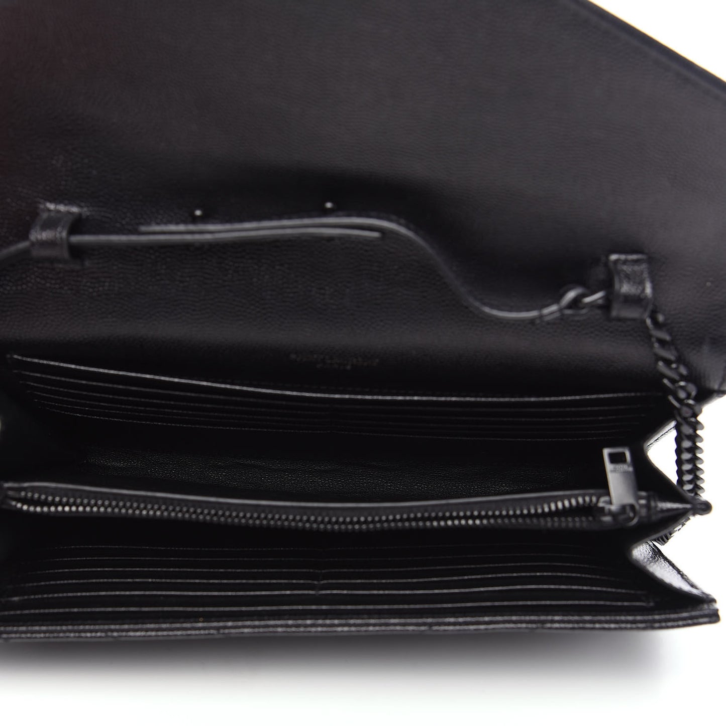 Grain De Poudre Matelasse Chevron Monogram Chain Wallet Black