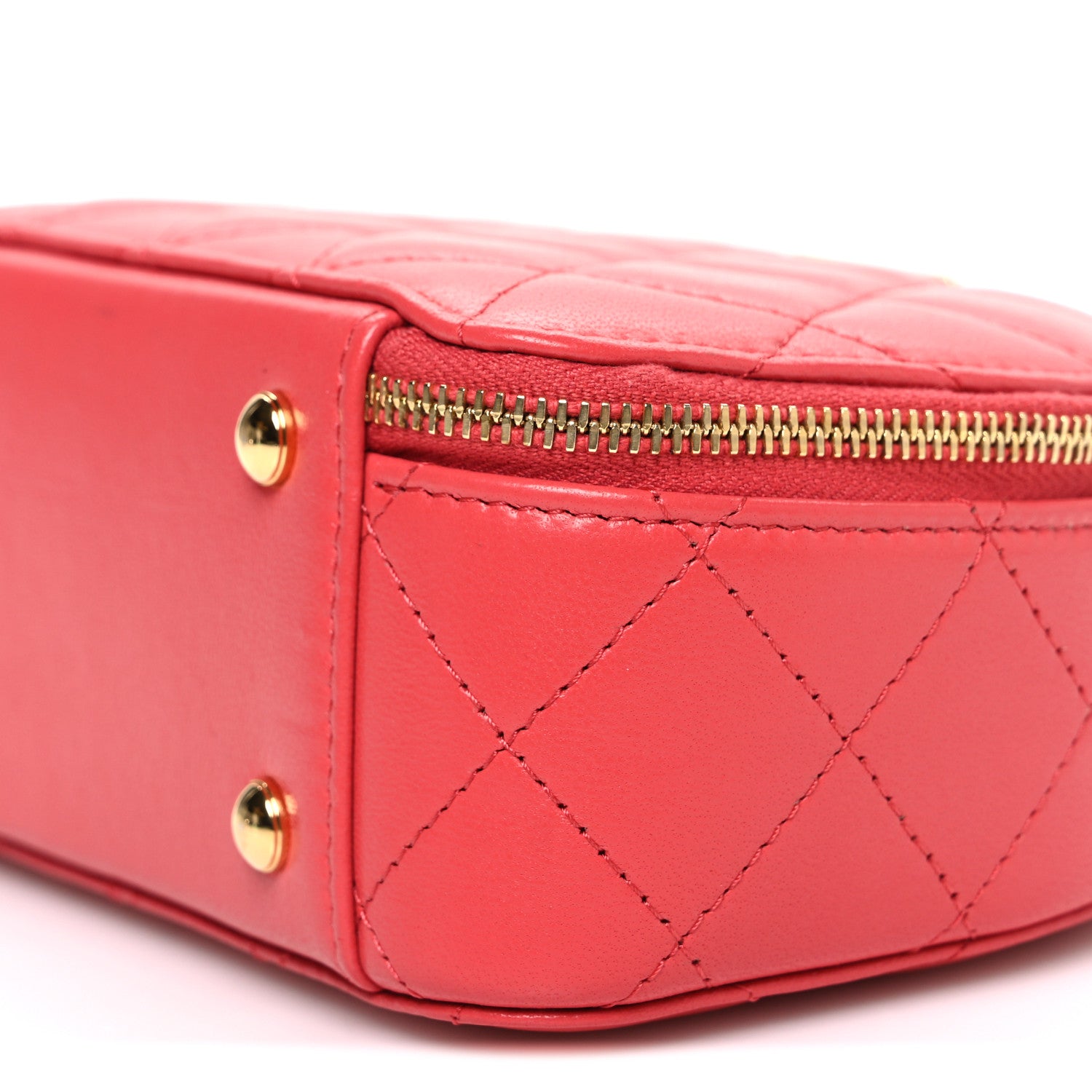 Chanel Lambskin Quilted Small Chic Riviera Top Handle Vanity Case Red 10 of 10