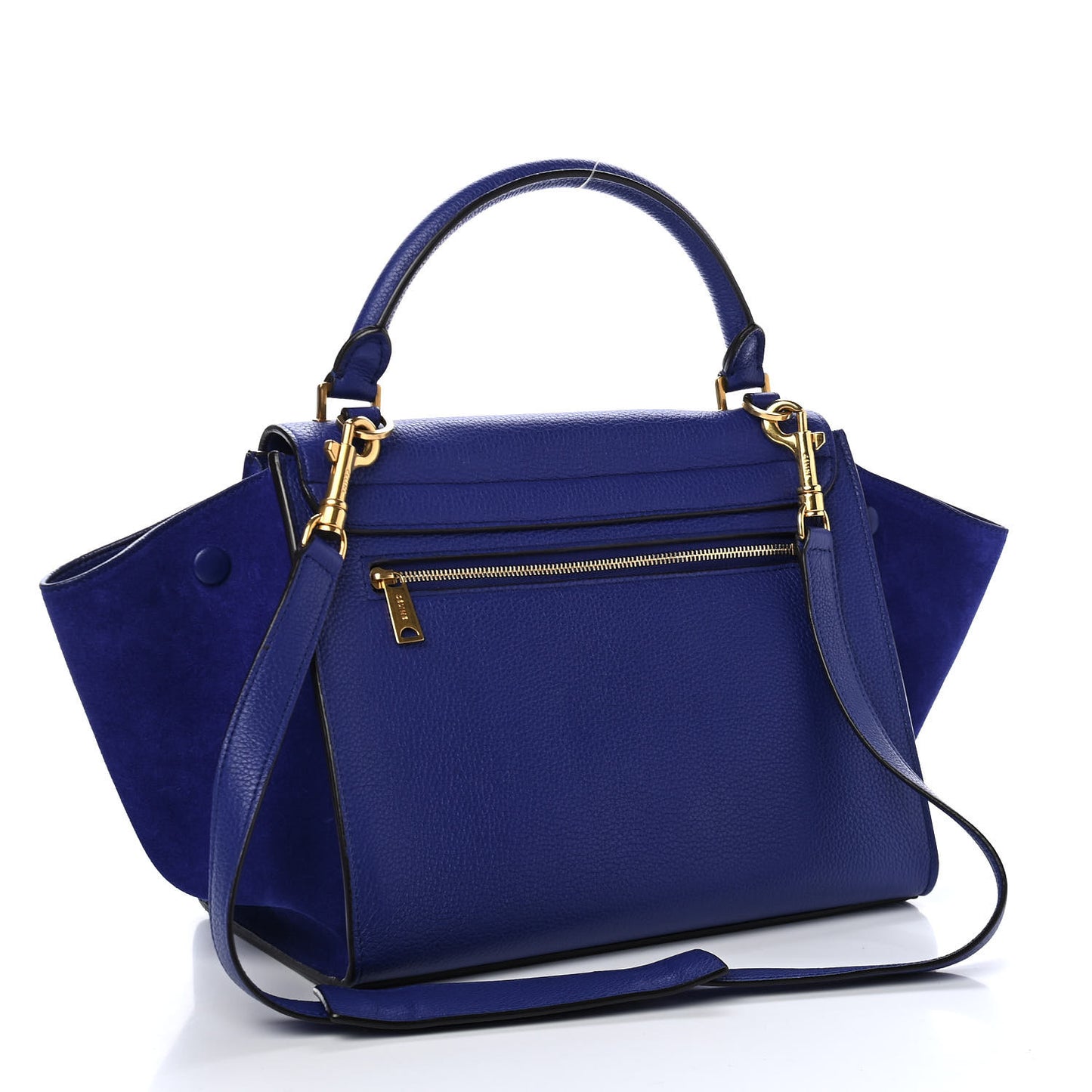 Drummed Calfskin Suede Small Trapeze Indigo