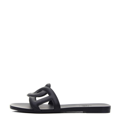 Hermes Rubber Aloha Sandals 37 Black 1 of 10