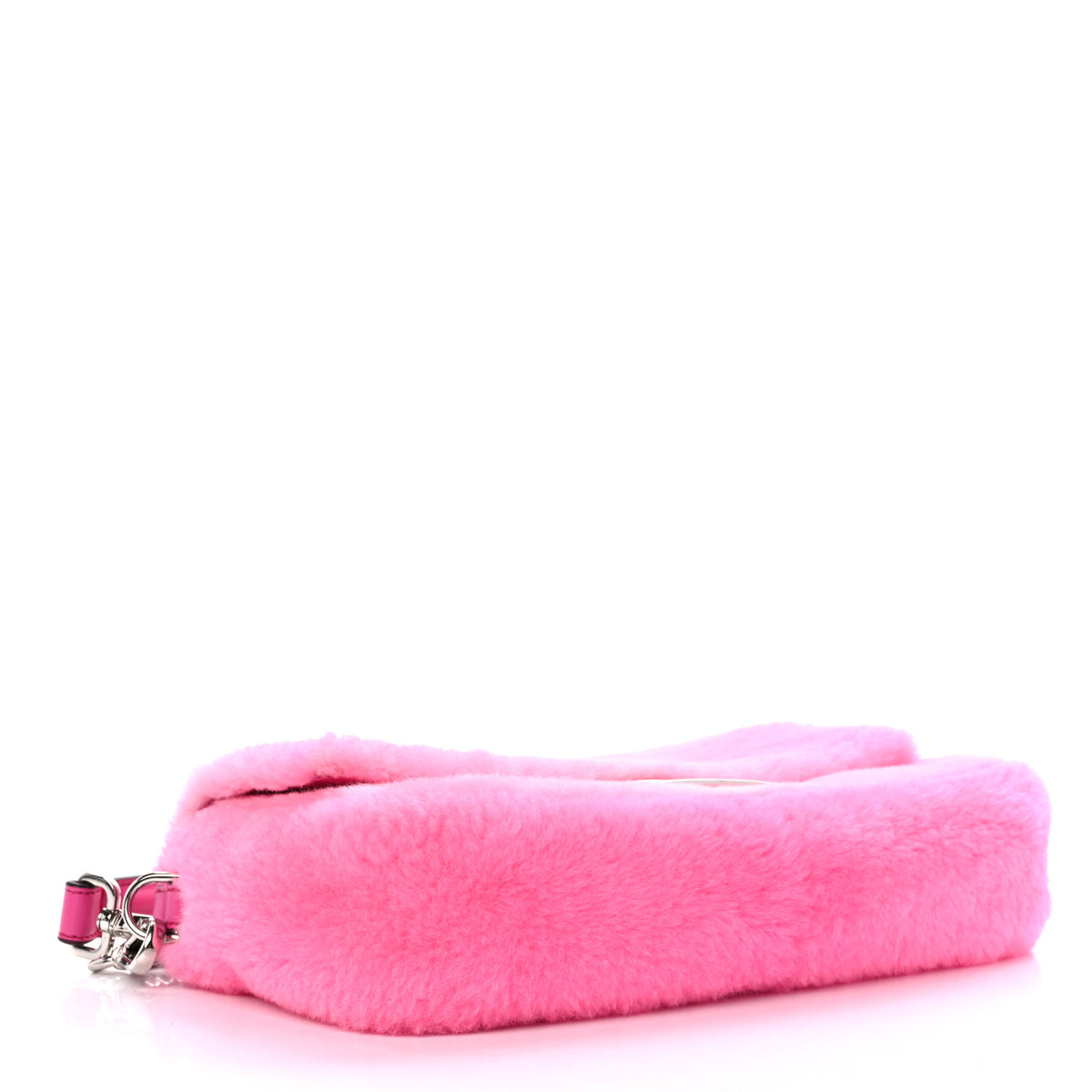Fendi Shearling Shiny Nappa Baguette Rosa Fluo 4 of 9