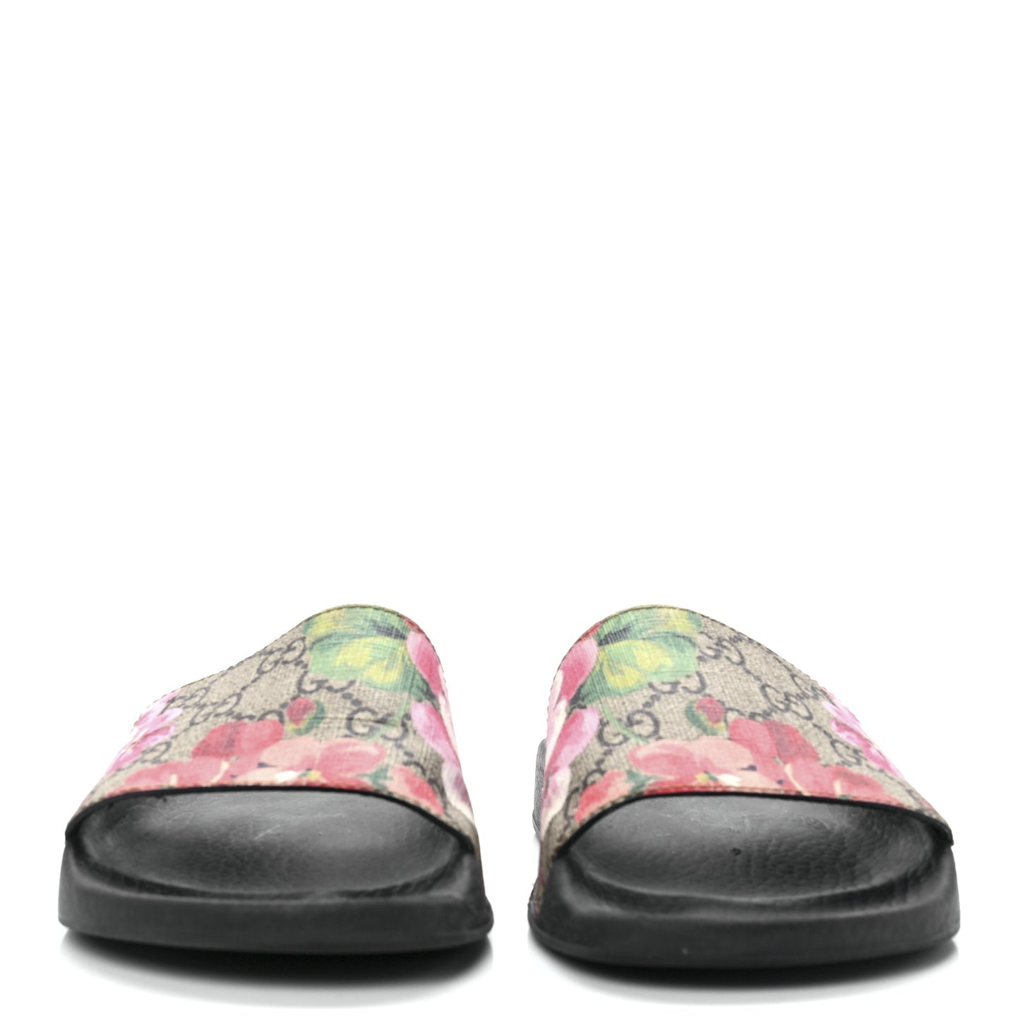 GG Supreme Monogram Blooms Slide Sandals 37 Beige Multicolor