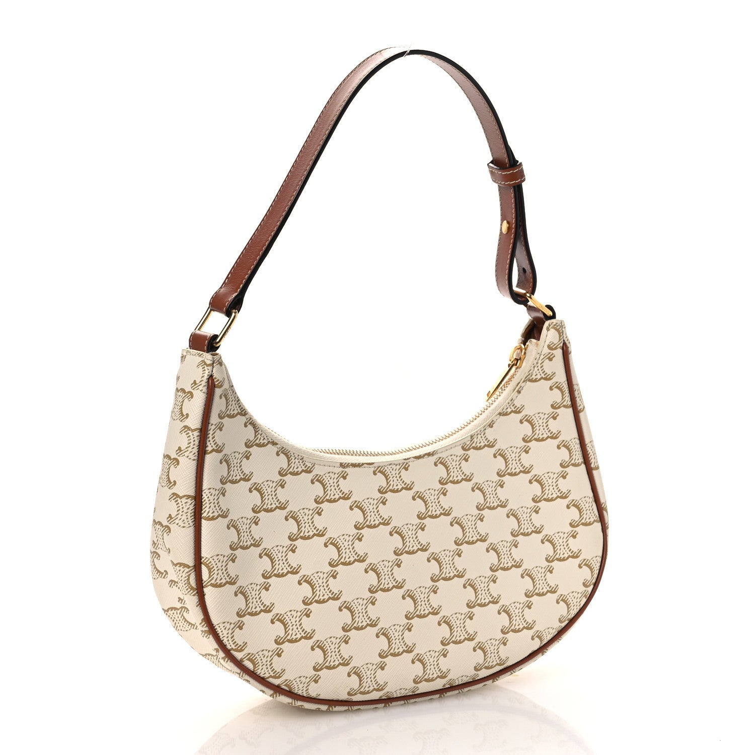 Celine Canvas Calfskin Ava Triomphe Shoulder Bag White 3 of 13
