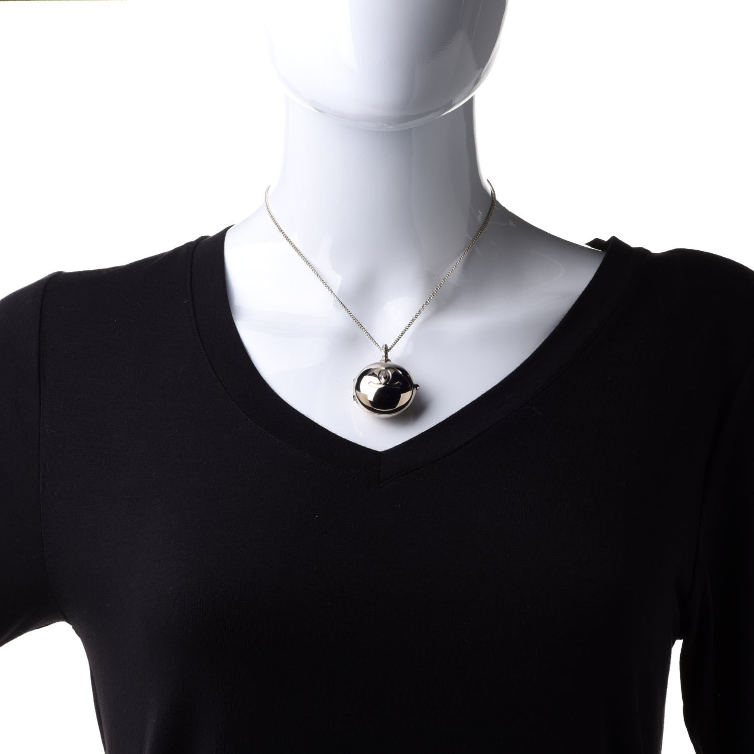 Chanel Metal CC Locket Necklace Gold 2 of 7