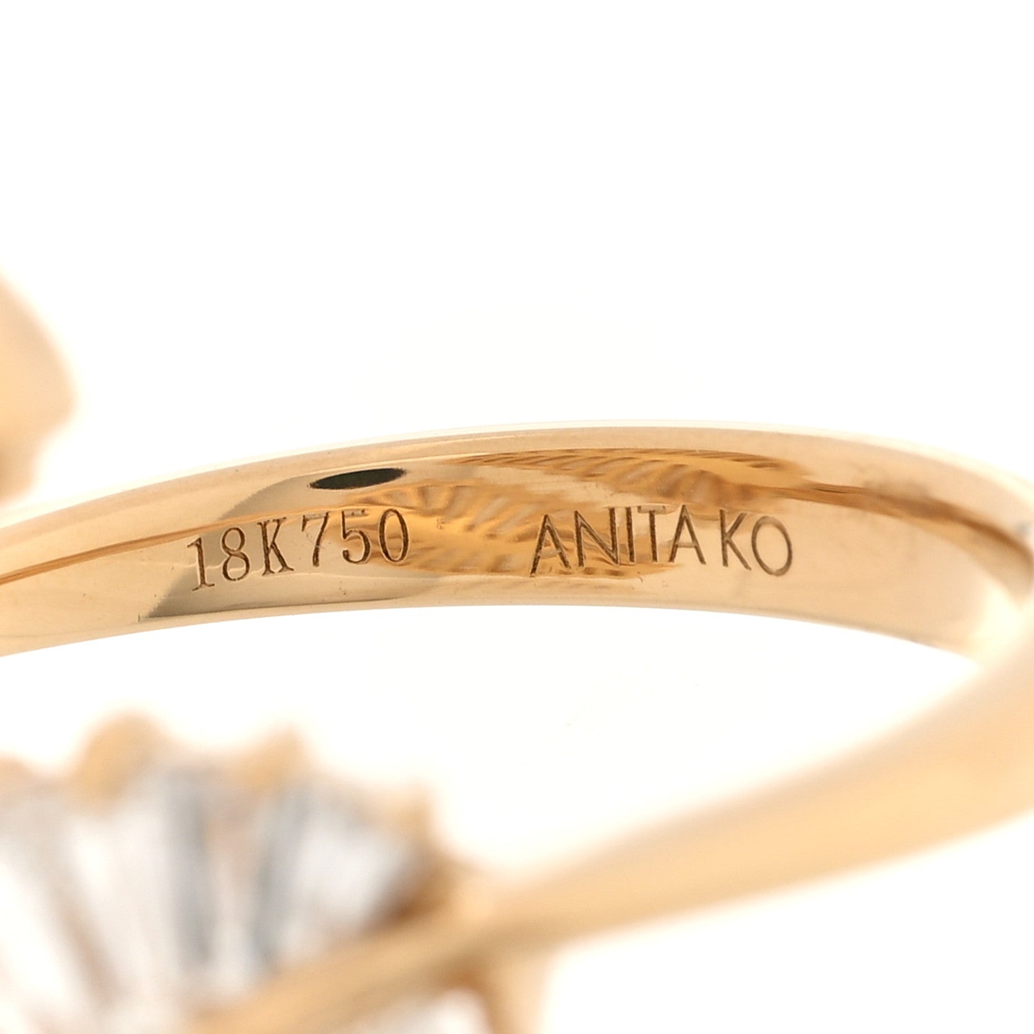 Anita Ko 18K Yellow Gold Diamond Classic Leaf Ring 53 6.5 4 of 4