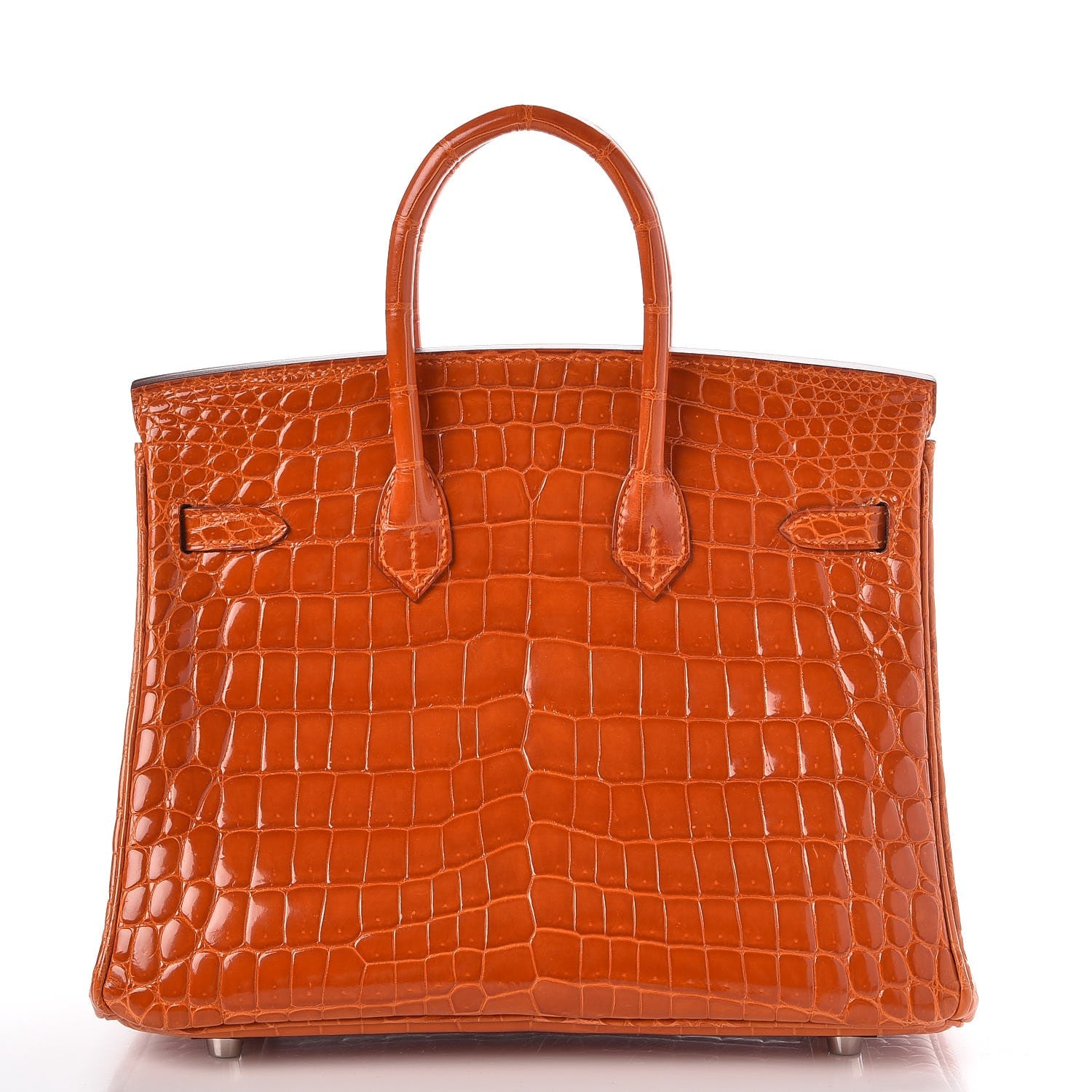 Hermes Shiny Niloticus Crocodile Birkin 25 Orange 4 of 30