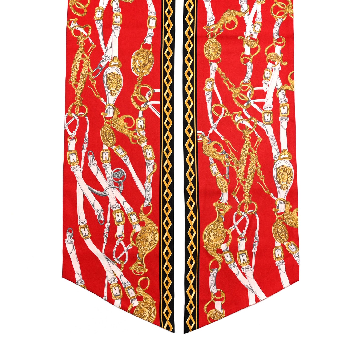 Hermes Silk Brides De Gala Maxi Twilly Capucine Rouge Vieil Or 4 of 4