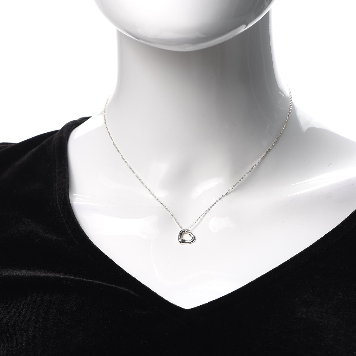 Tiffany Sterling Silver 11mm Elsa Peretti Open Heart Pendant Necklace 2 of 6