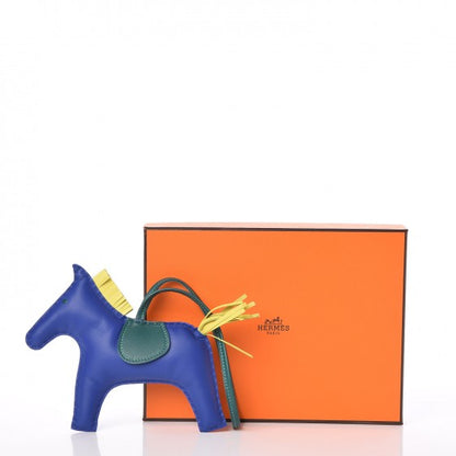 Hermes Milo Lambskin Grigri Rodeo Horse Bag Charm GM Bleu Electrique Malachite Lime 3 of 10