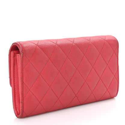 Chanel Caviar Quilted Large Gusset Flap Wallet Pink 3 of 14