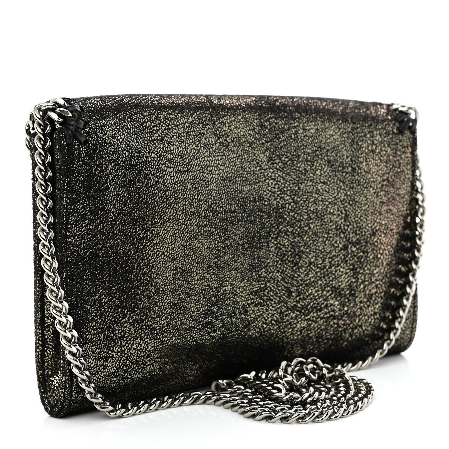 Metallic Shaggy Deer Mini Falabella Crossbody Bag Black