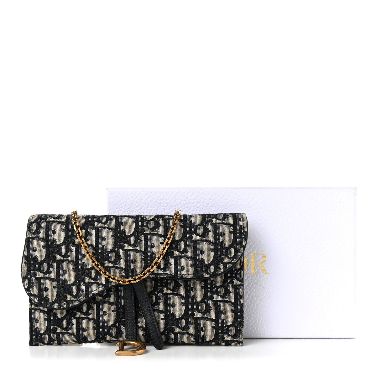 Oblique Saddle Chain Long Wallet Blue