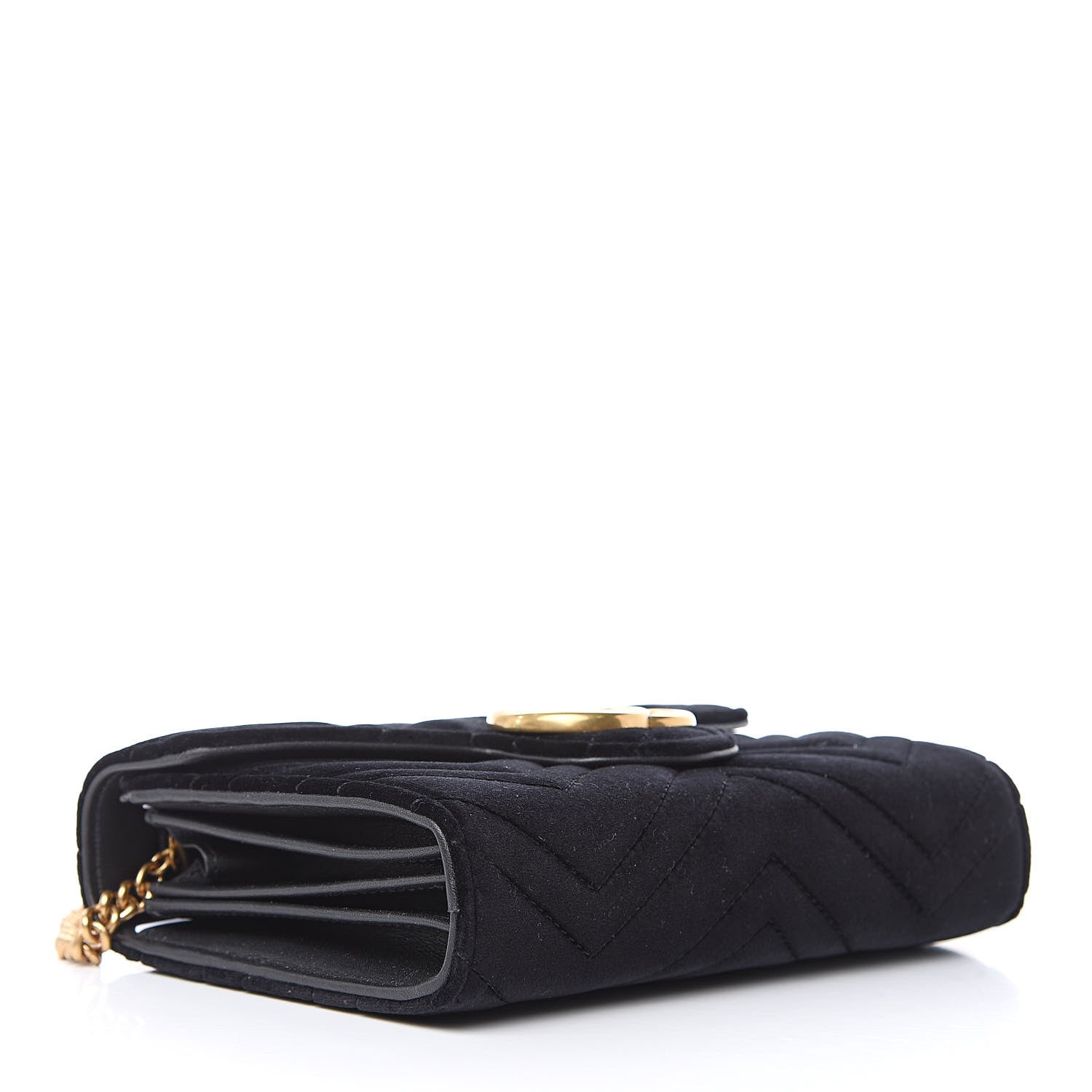 Gucci Velvet Matelasse GG Marmont Chain Wallet Black 4 of 8