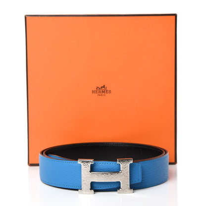 Hermes Box Togo 32mm Martelee H Belt 90 Black Bleu Zanzibar 10 of 10