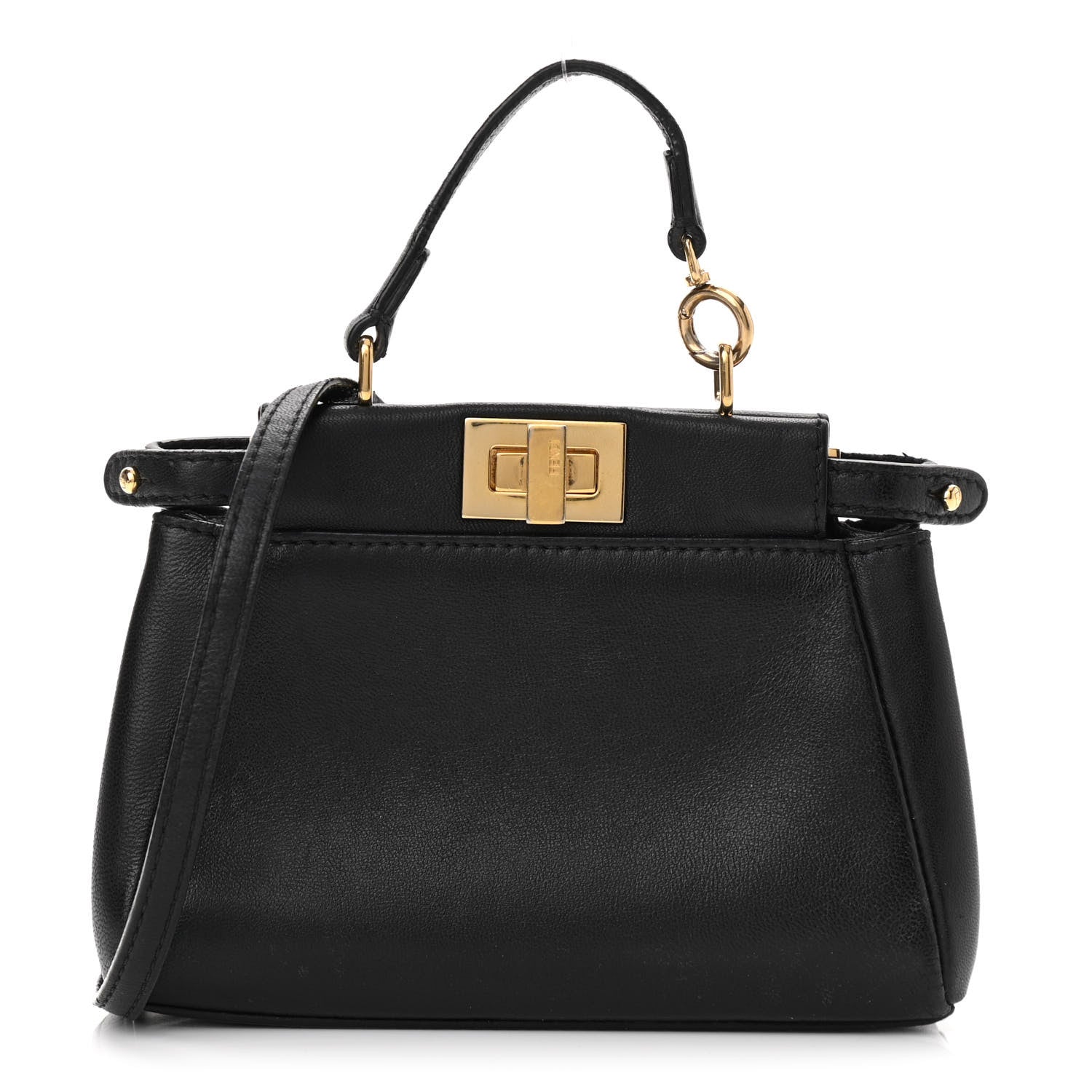 Fendi Nappa Micro Peekaboo Iconic Satchel Black 1 of 9