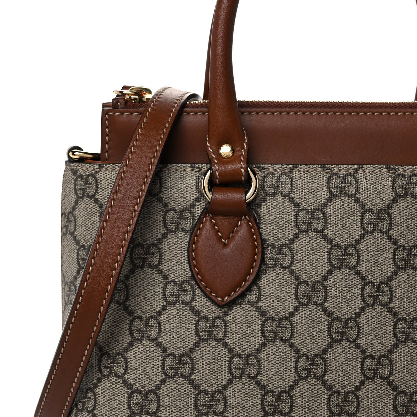 GG Supreme Monogram Mini Zip Top Tote Beige Tuscany