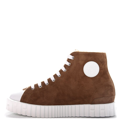 Hermes Woolskin Calfskin Womens Climb Sneakers 36 Brun Fume 1 of 10