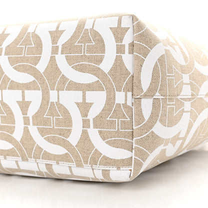 Salvatore Ferragamo Canvas Calfskin Gancini Tote White Beige 11 of 12