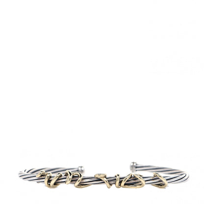 David Yurman Sterling Silver 14K Yellow Gold DY Whispers I Love You Bracelet 5 of 8