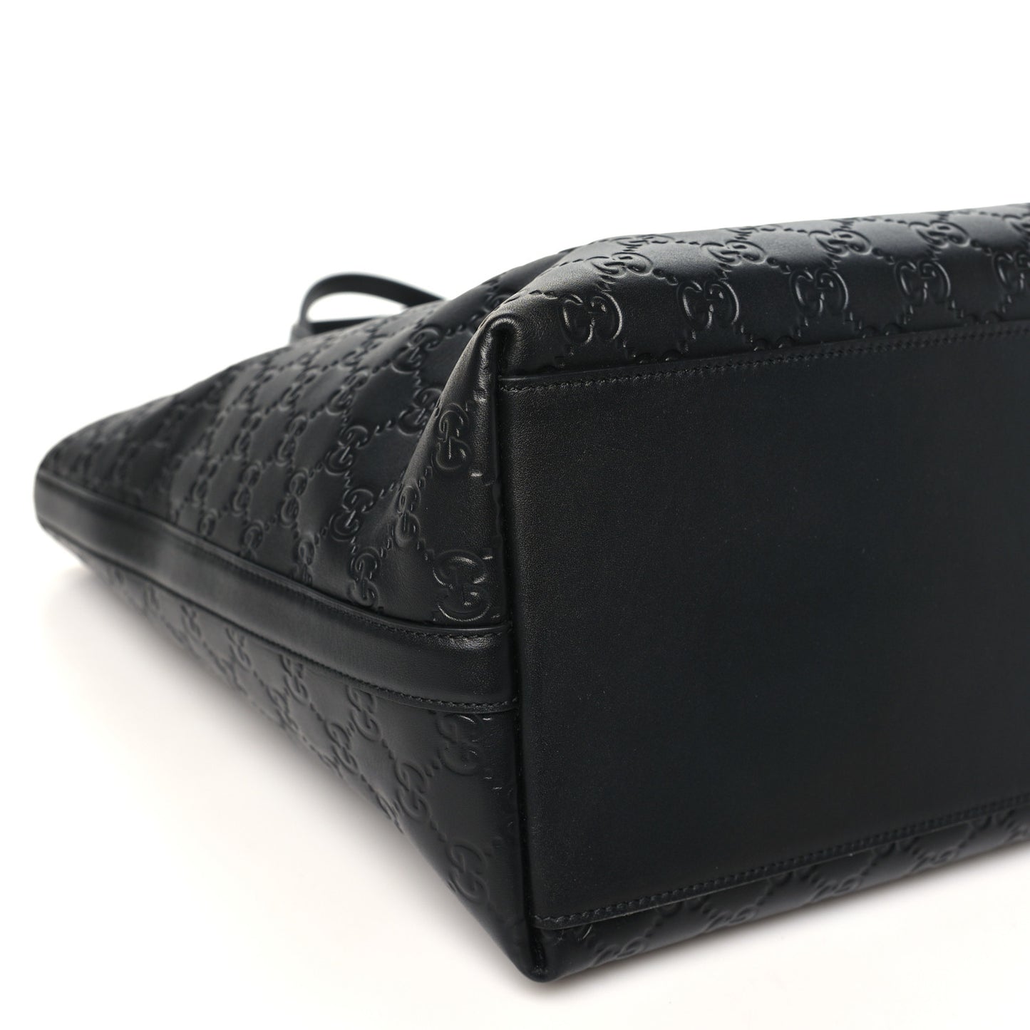 GG Calfskin Embossed Emblem Large Tote Bag Black