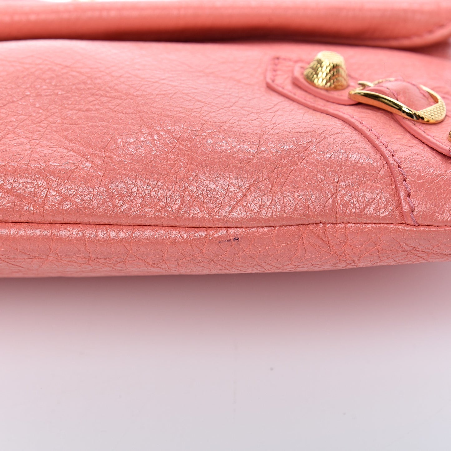 Agneau Giant 12 Gold Hardware Envelope Strap Clutch Rose Azalee