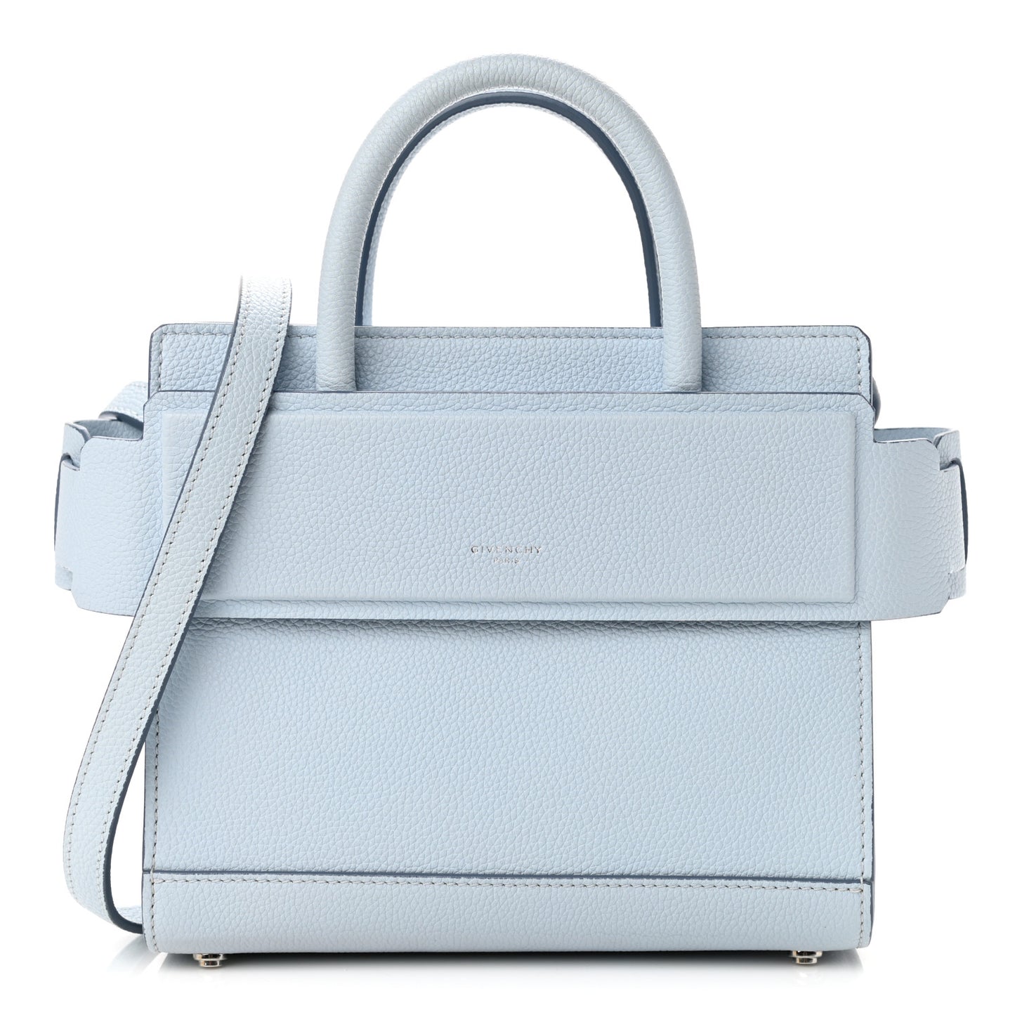 Grained Calfskin Mini Horizon Satchel Pale Blue