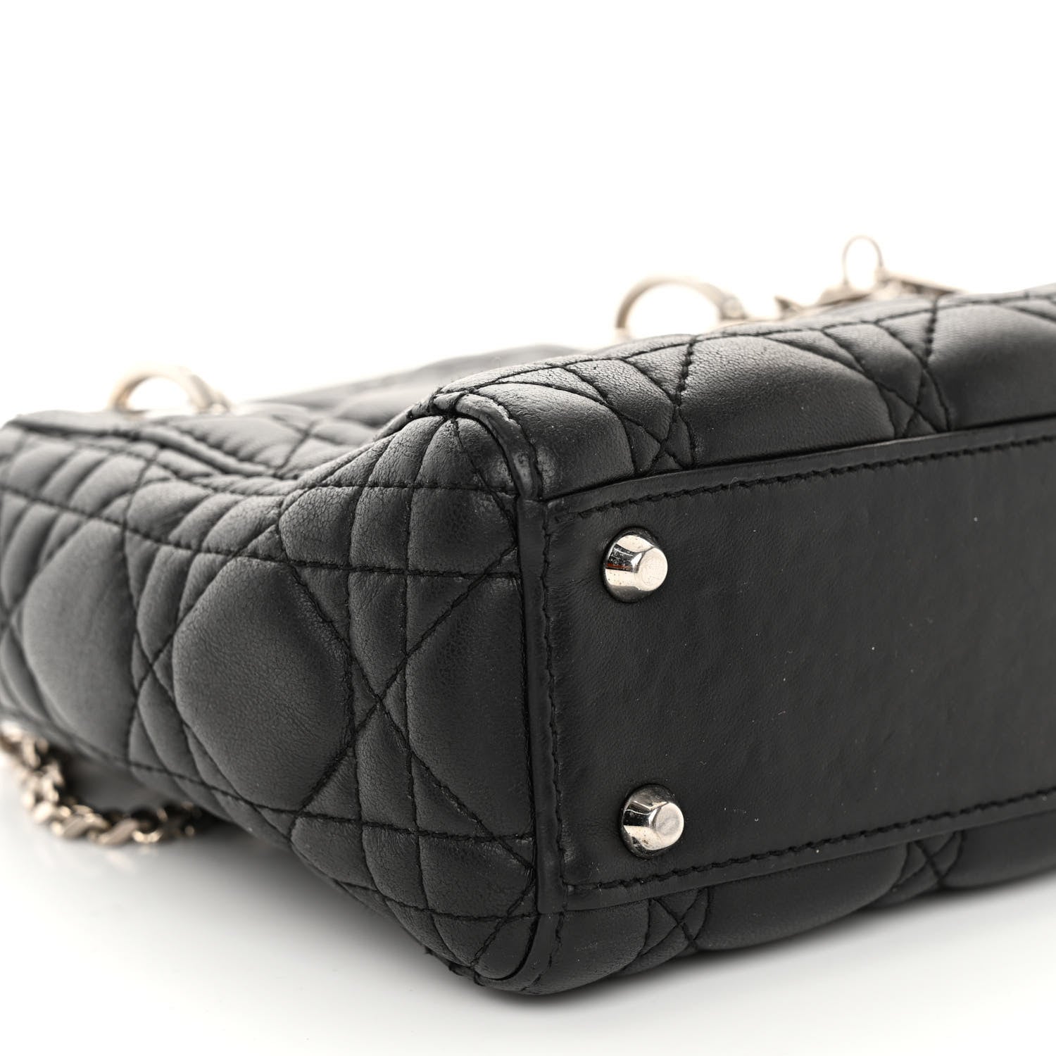 Christian Dior CHRISTIAN DIOR Lambskin Cannage Mini Lady Dior Black 8 of 10