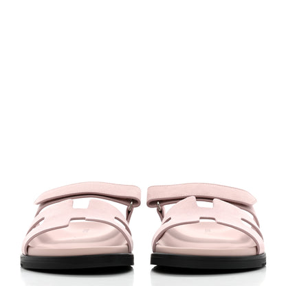 Hermes Suede Goatskin Womens Chypre Sandals 41 Rose Porcelaine 2 of 9