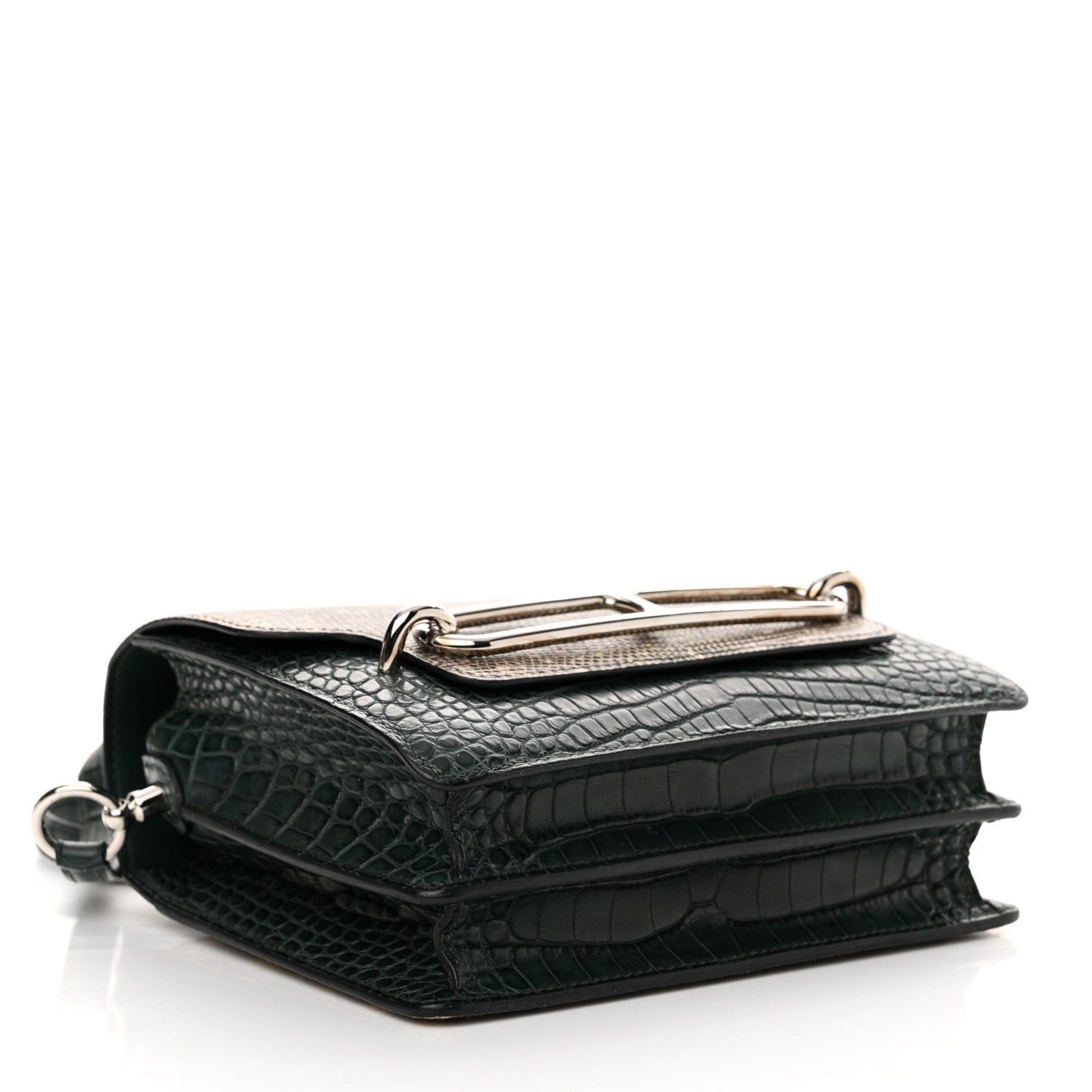 Hermes Matte Alligator Lizard Mini Sac Roulis Ombre Vert Fonce 4 of 11