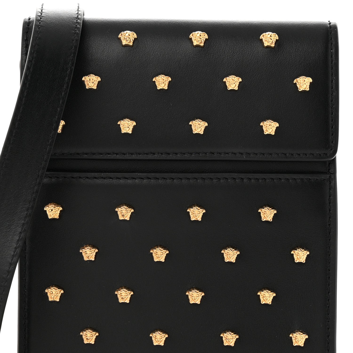 Versace Calfskin Studded Medusa Crossbody Black 7 of 9