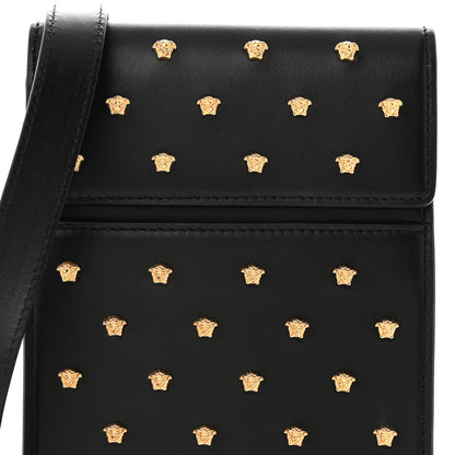 Versace Calfskin Studded Medusa Crossbody Black 7 of 9