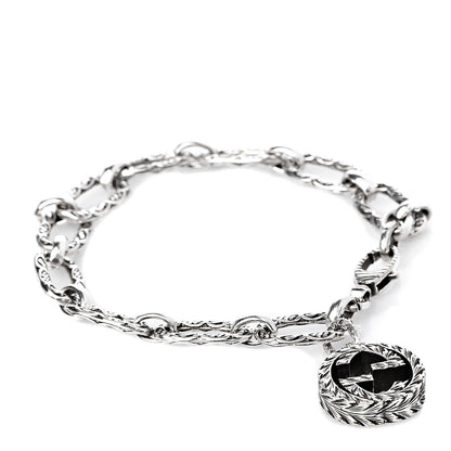 Gucci Sterling Silver Textured Interlocking G Charm Bracelet 1 of 6