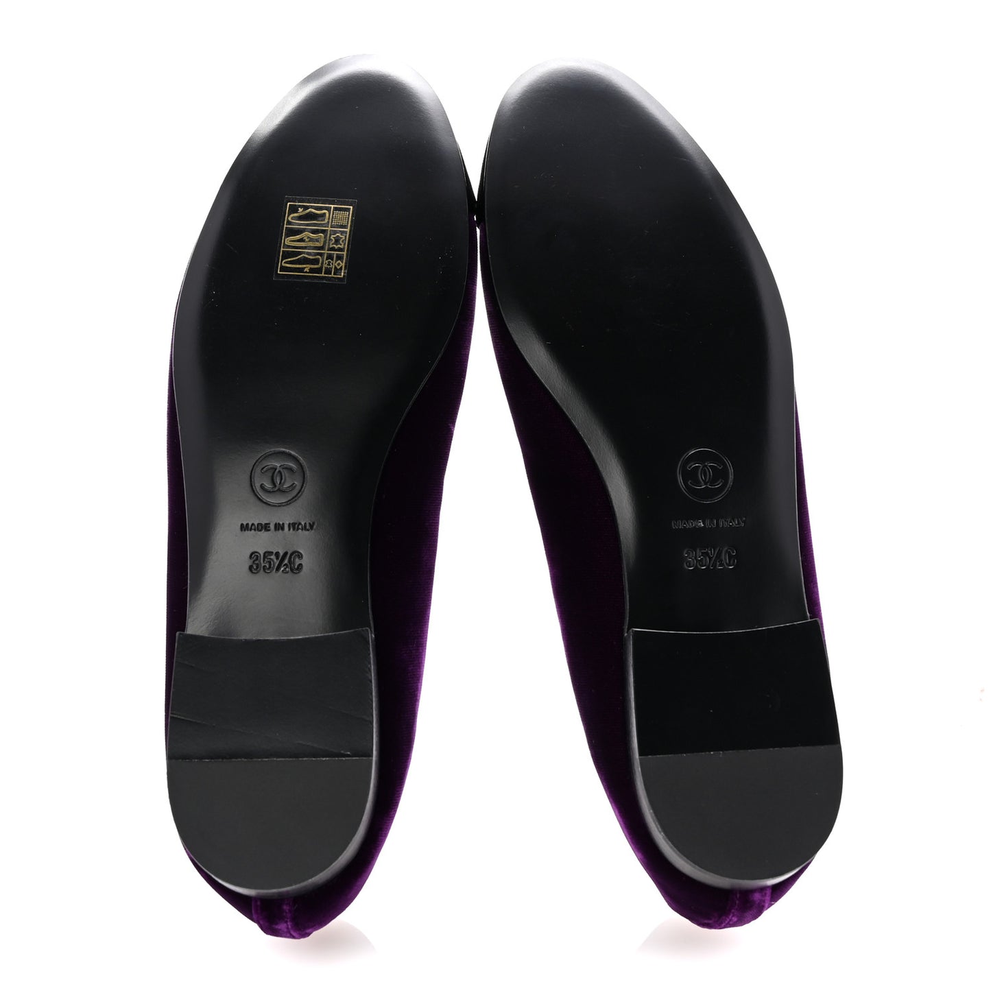 Velvet Cap Toe Ballerina Flats 35.5 Purple Black