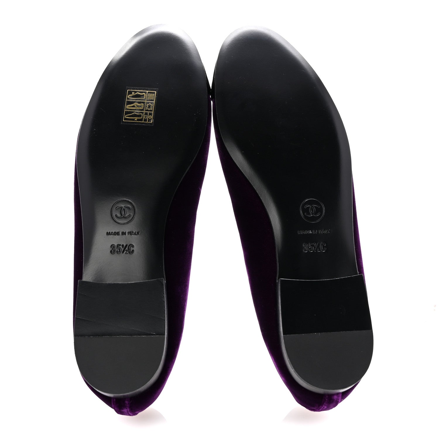 Chanel Velvet Cap Toe Ballerina Flats 35.5 Purple Black 6 of 10