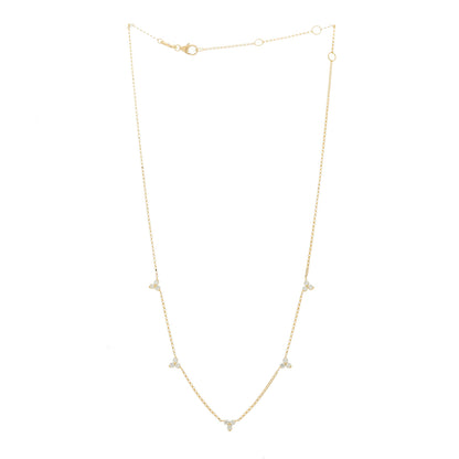 Roberto Coin 18K Yellow Gold Diamond By the Inch Five Station Flower Necklace 3 of 5