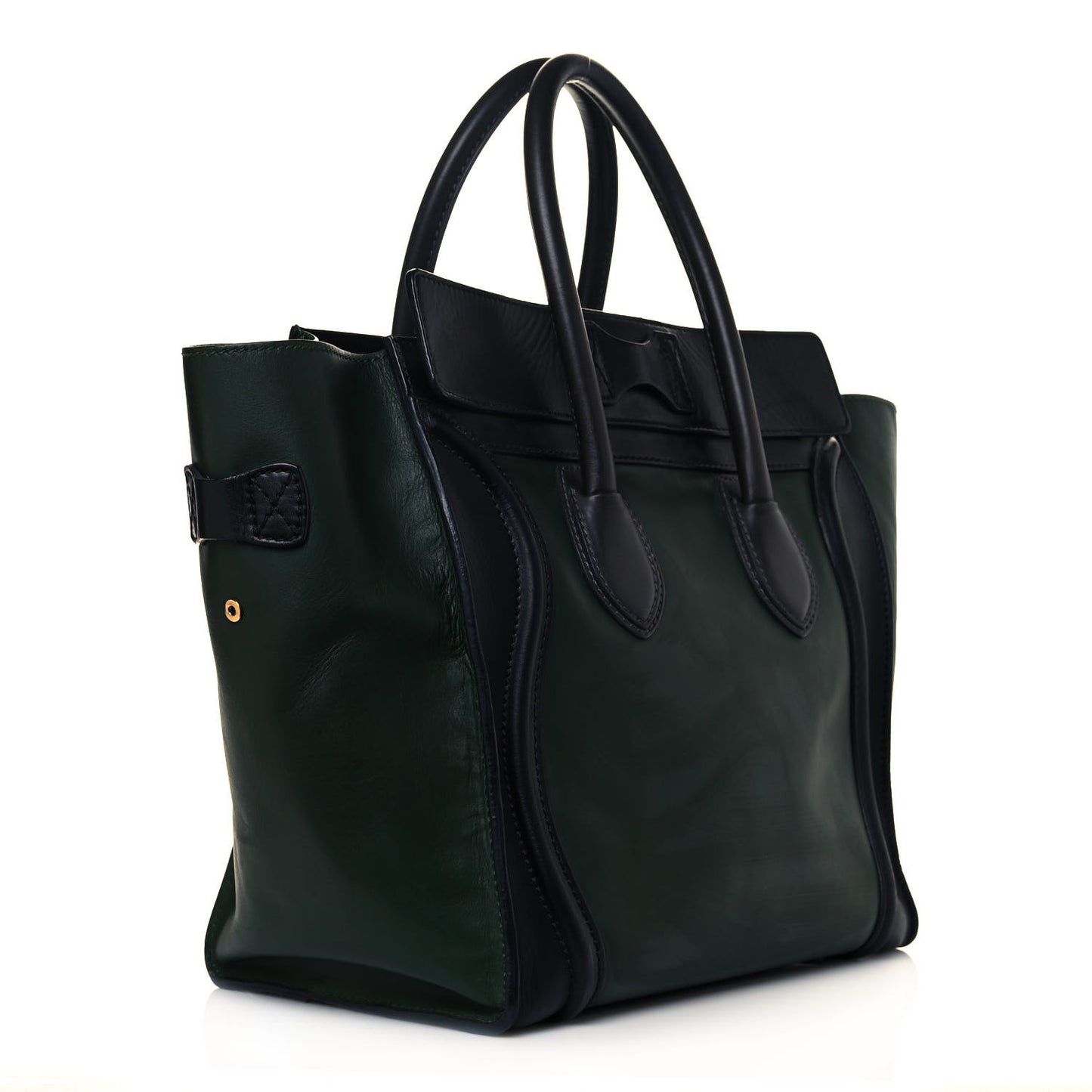 Smooth Calfskin Mini Bi-Color Luggage Forest Black