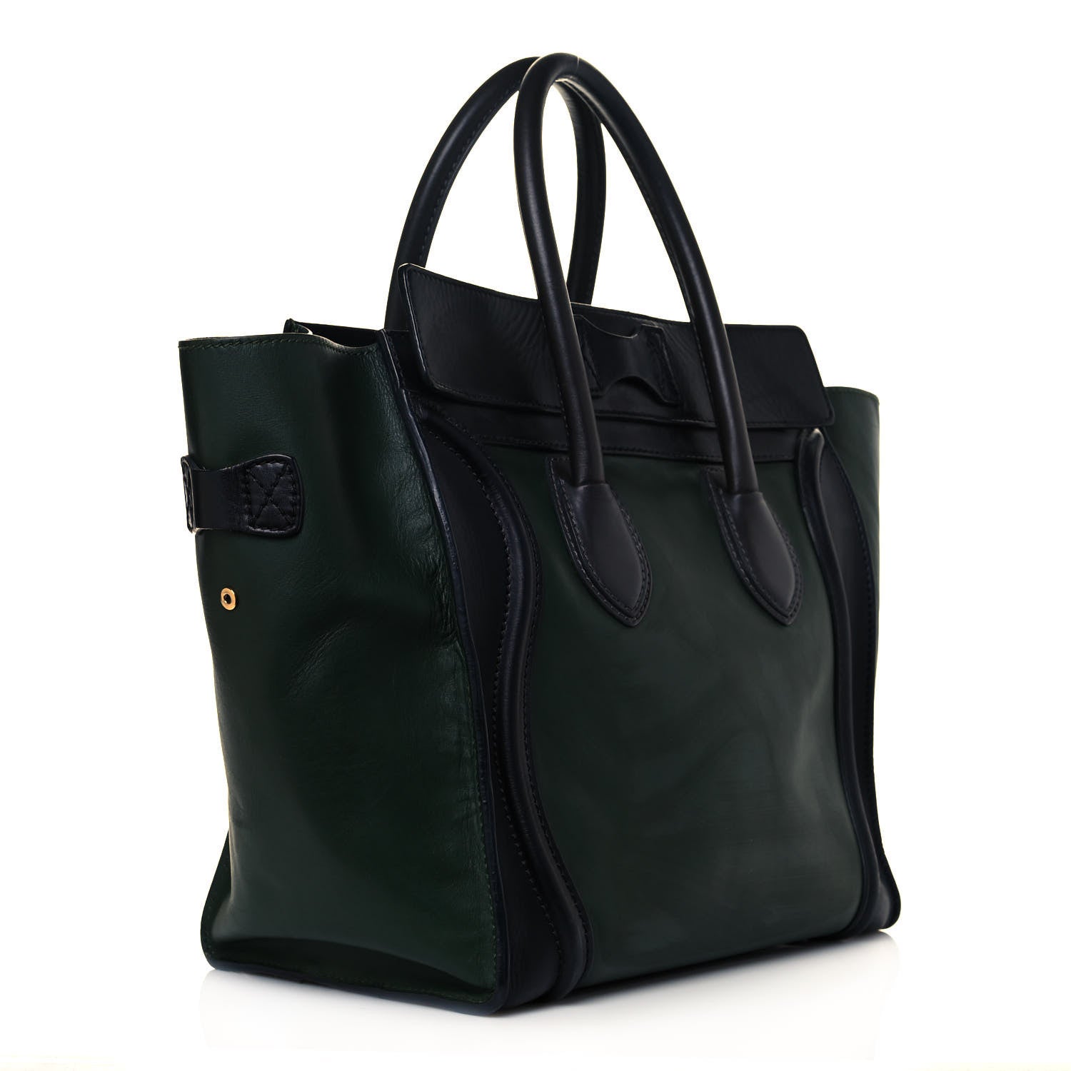 Celine Smooth Calfskin Mini Bi-Color Luggage Forest Black 3 of 15
