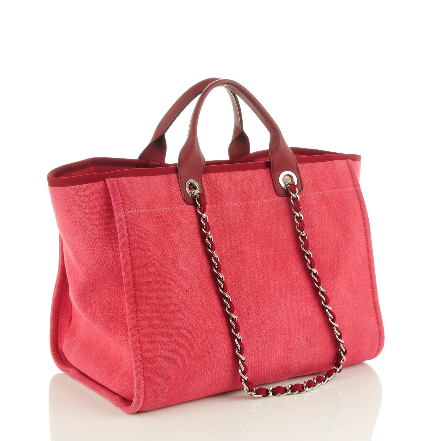 Chanel Canvas Large Deauville Tote Red 3 of 7