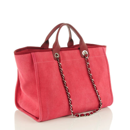 Chanel Canvas Large Deauville Tote Red 3 of 7