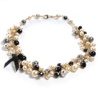 Chanel Pearl CC Coco Choker Necklace Ivory Black Gold 3 of 5
