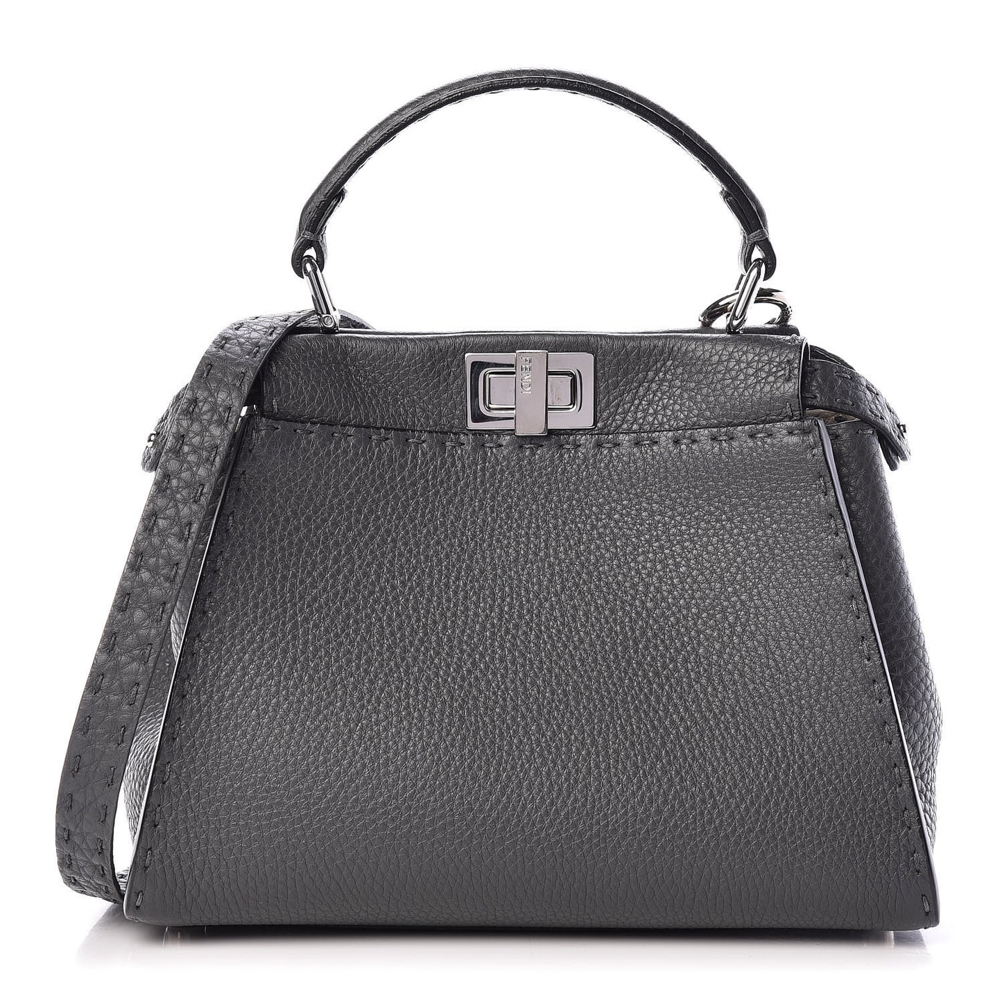 Cuoio Romano Selleria Bi-Color Mini Peekaboo Iconic Satchel Asfalto Latte