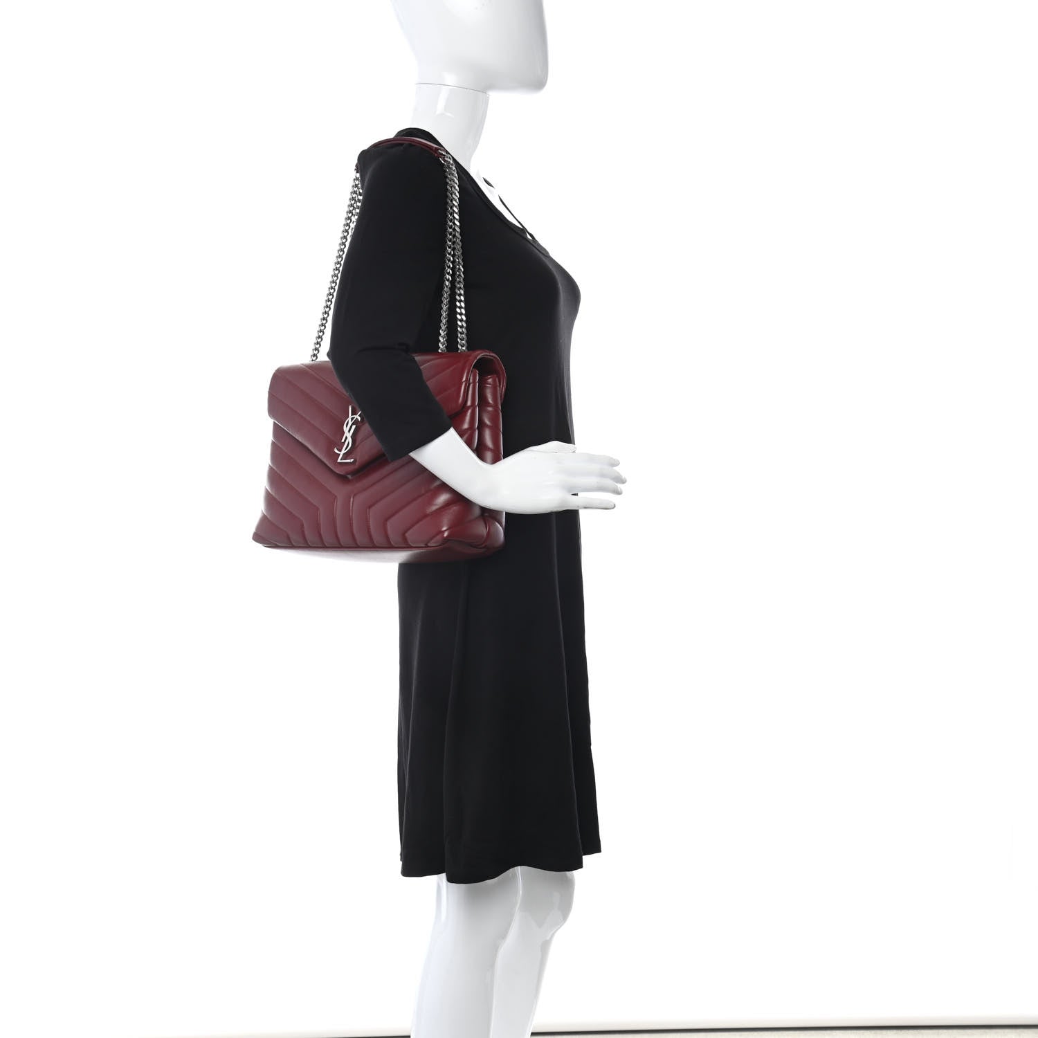 Saint Laurent Calfskin Y Quilted Monogram Medium Loulou Chain Satchel Palissandre 2 of 11
