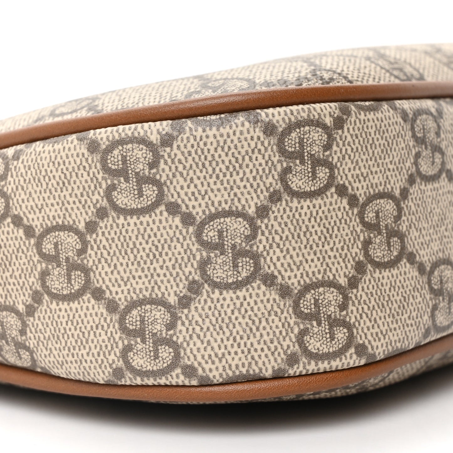 GG Supreme Monogram Textured Calfskin Small Emblem Shoulder Bag Beige Dark Brown