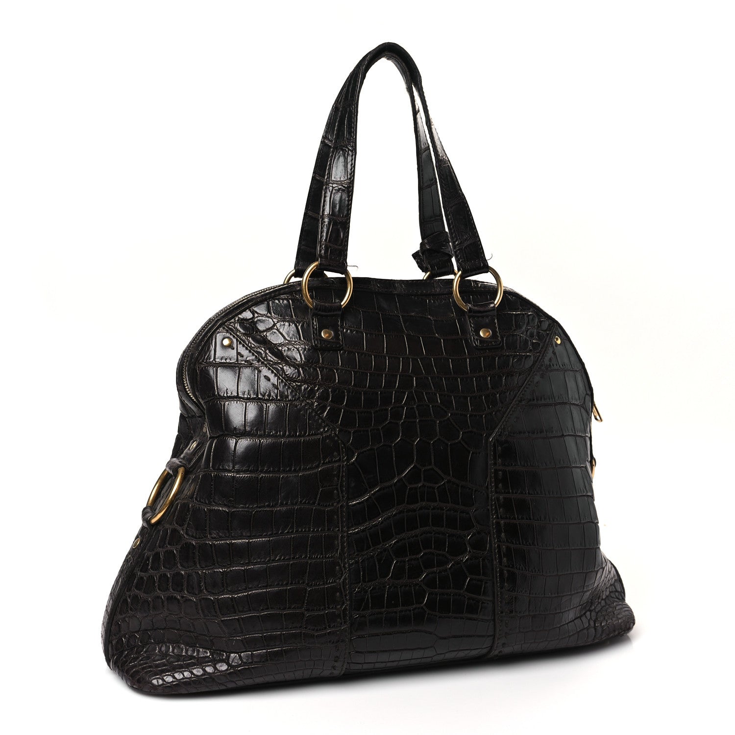 Saint Laurent Crocodile Oversized Muse Bag Brown 2 of 11