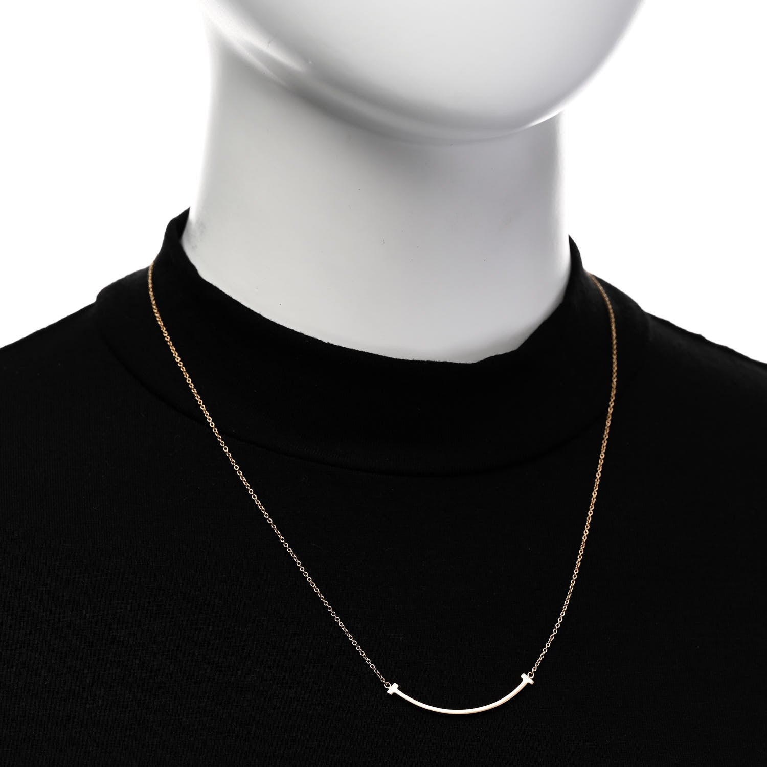 Tiffany 18K Rose Gold Small T Smile Pendant Necklace 2 of 5
