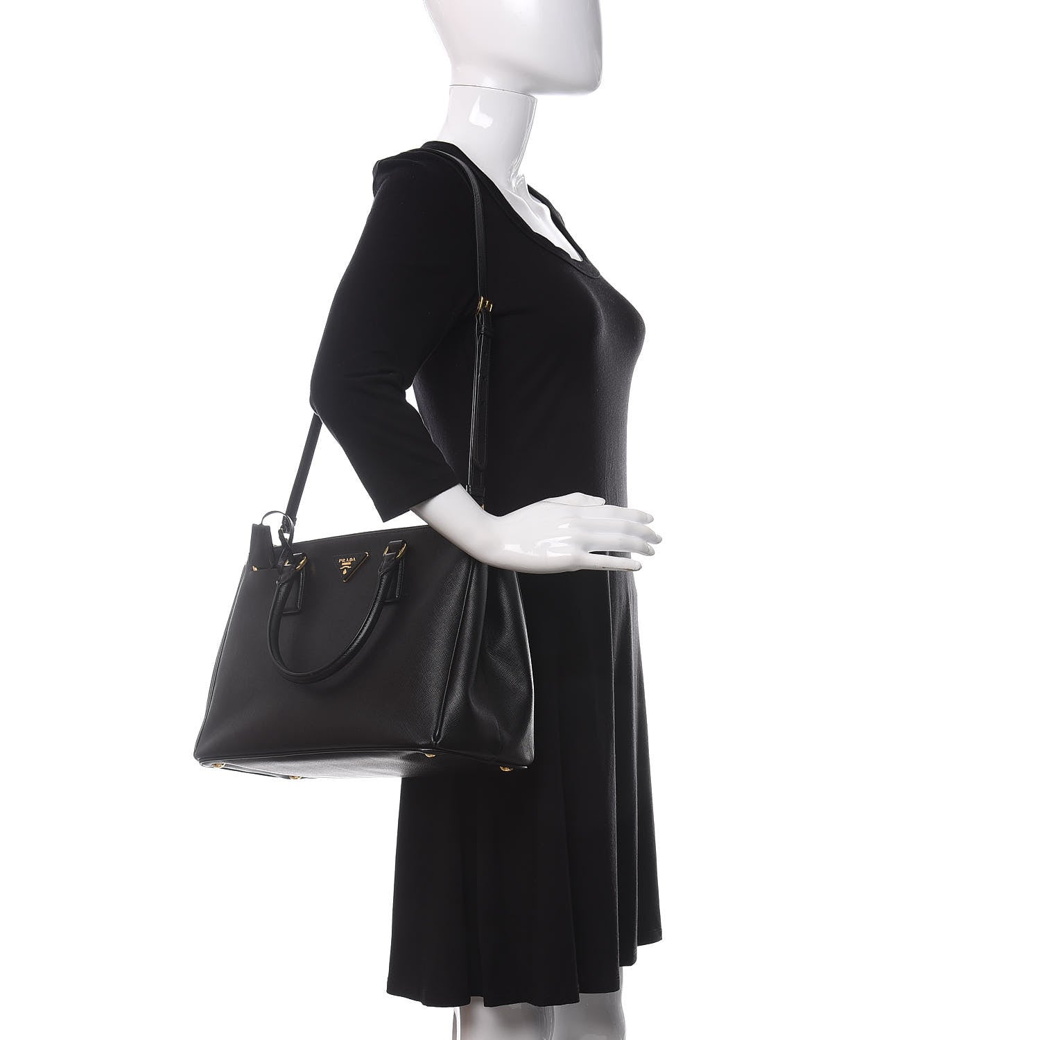 Prada Saffiano Medium Galleria Double Zip Tote Black 3 of 12