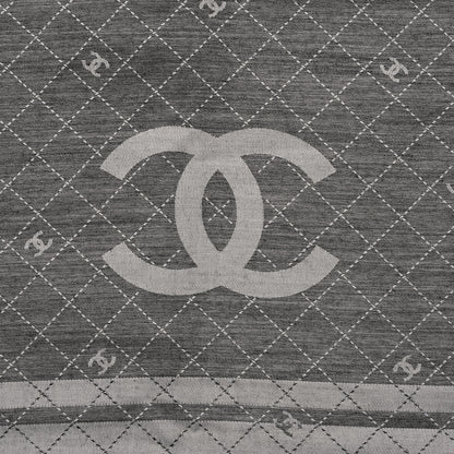 Chanel Cashmere Silk Quilted CC Logo Scarf Black 5 of 5
