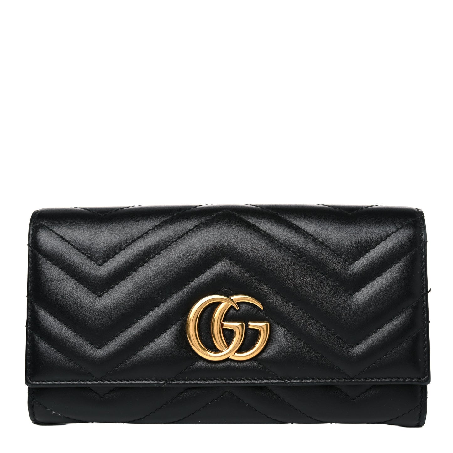 Calfskin Matelasse GG Marmont Continental Wallet Black